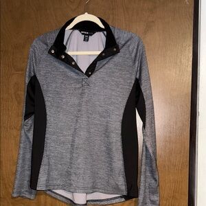 Gray and Black Long Sleeve Top